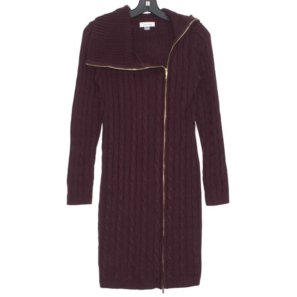 Calvin Klein Sweater Dress Cable Knit Minimalist Fisherman Dark Academia Small - Picture 1 of 5